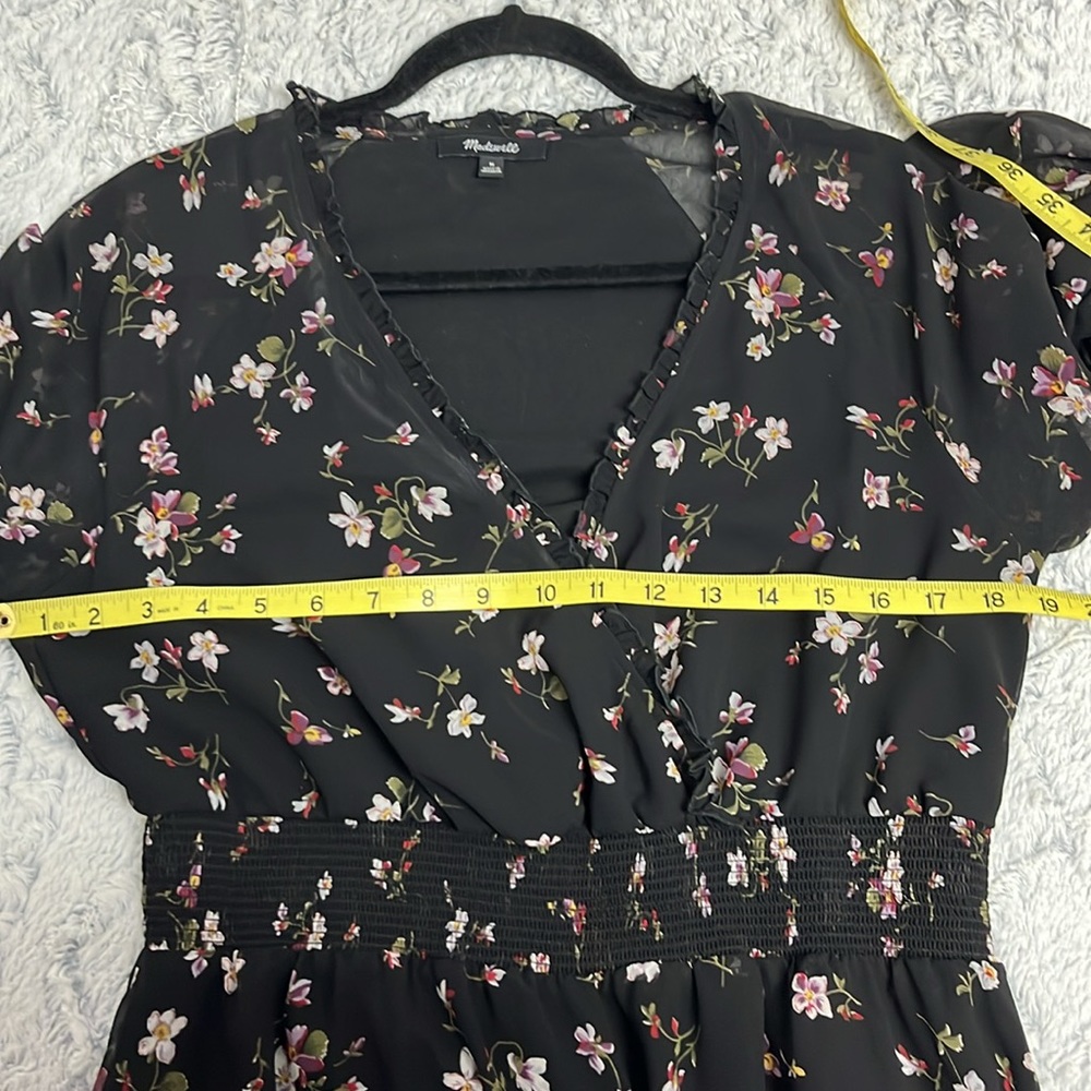 Madewell Black floral long sleeve maxi dress size medium - Picture 5 of 9